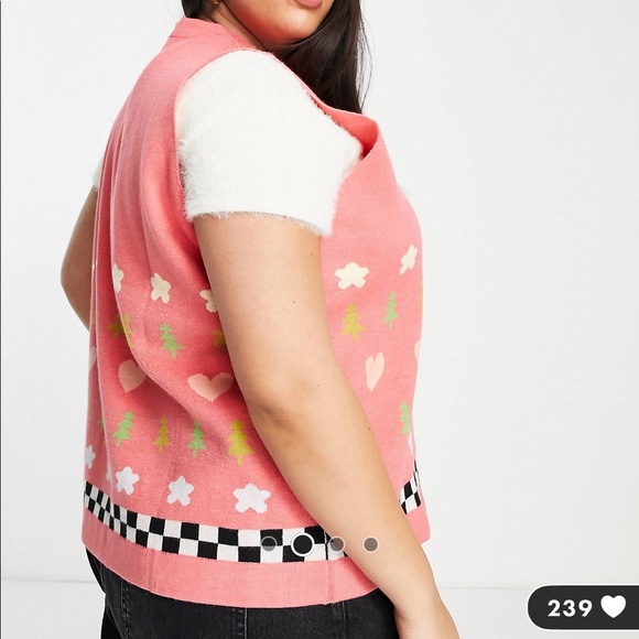 ASOS Curve Native youth multi colored sweater vest in a size 18 - Picture 3 of 3
